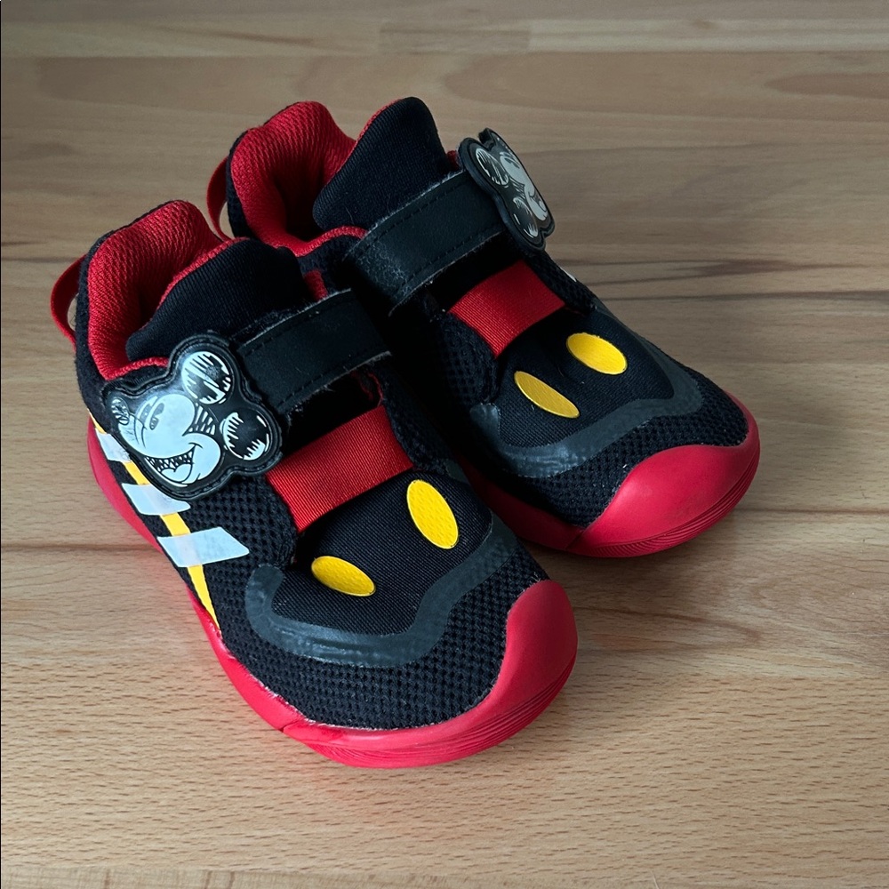 Mickey Mouse Adidas Shoes, Toddler Size 9, Black and Red